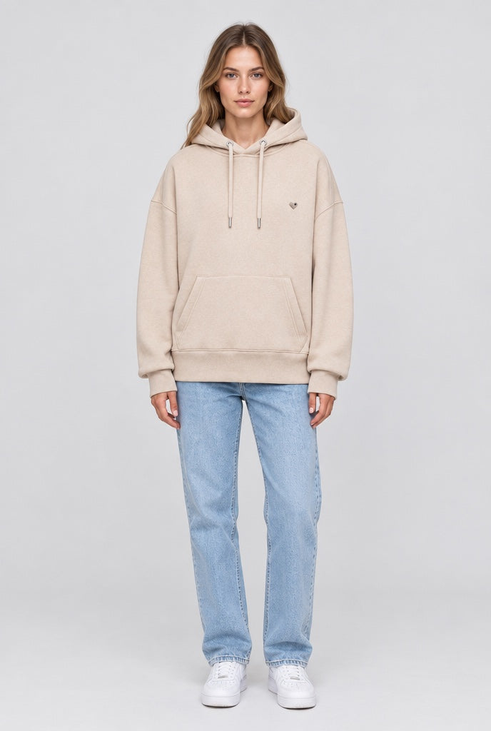 Hoodie oversize brodé cœur
