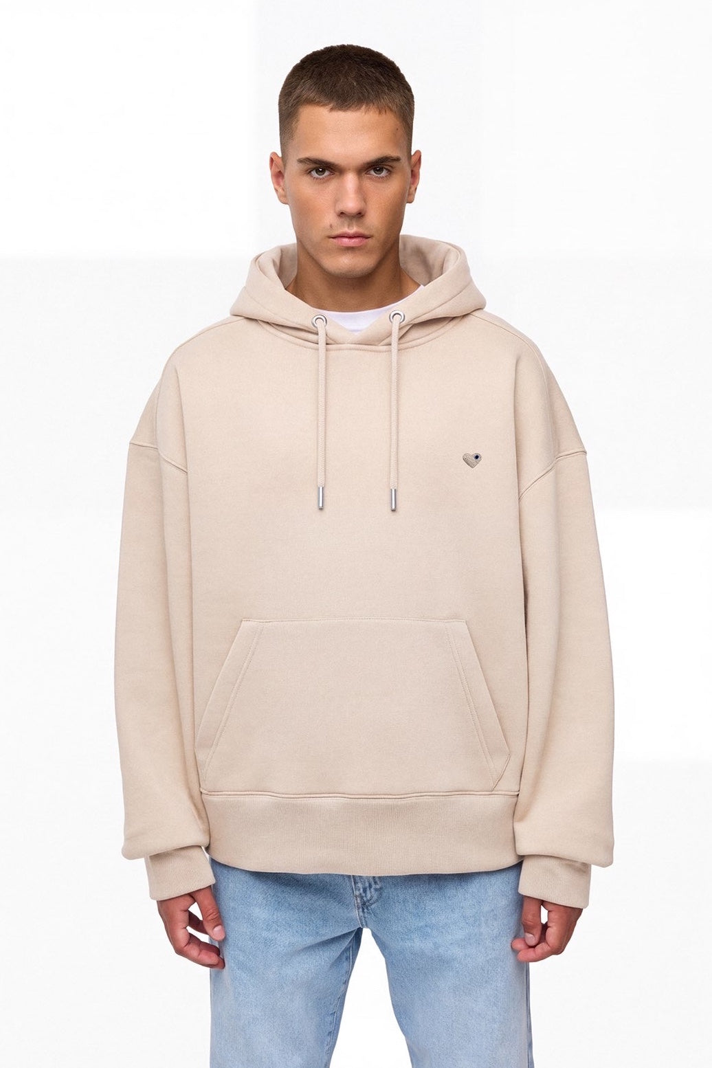 Hoodie oversize brodé cœur