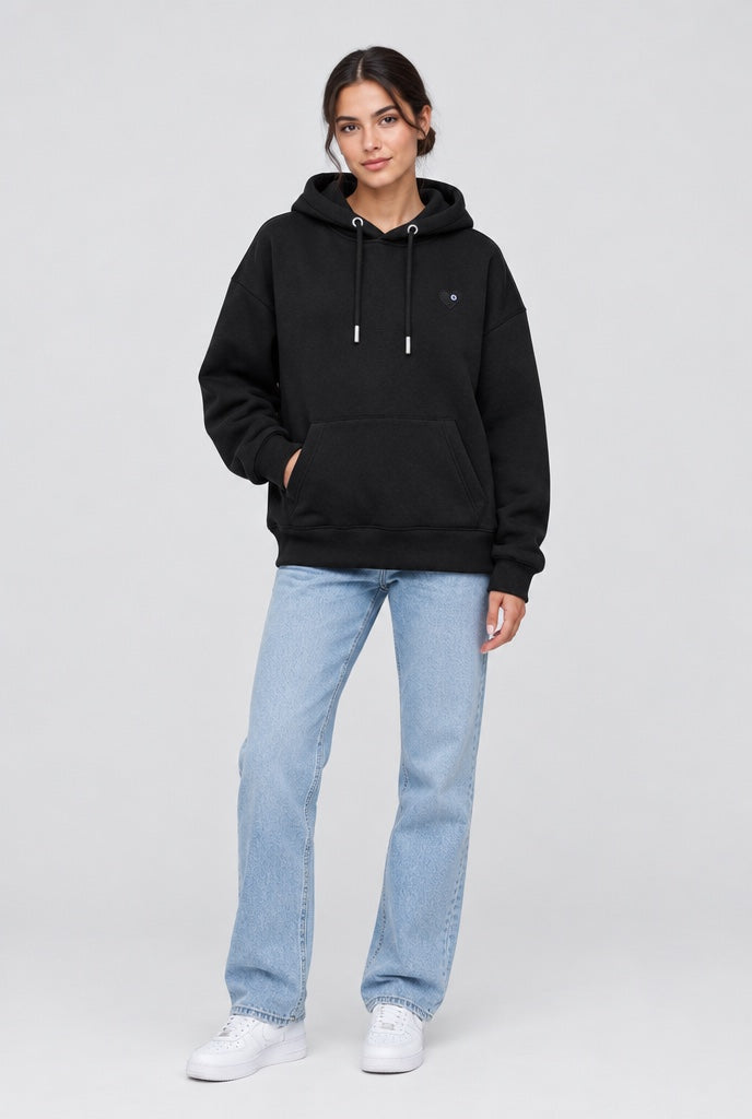 Hoodie oversize brodé cœur